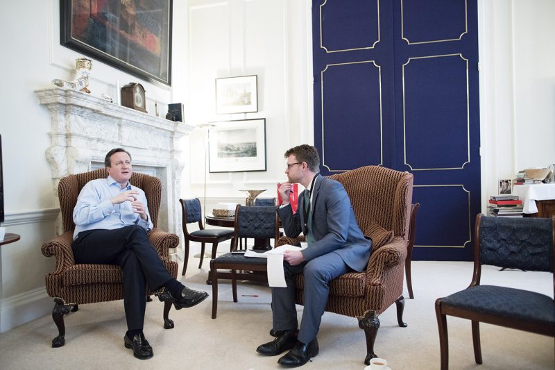 U.K. Prime-minister David Cameron speak during an interview at 10 Downing Street in London, U.K., on Wednesday, March 16, 2016. Photographer: Jason Alden for The Independent on Sunday Photographer: Jason Alden for The Independent www.jasonalden.com 0781 063 1642